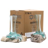 Geschmolzenes Glas auf getünchtem Holz – Vase – klein