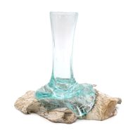 Geschmolzenes Glas auf getünchtem Holz – Vase – klein