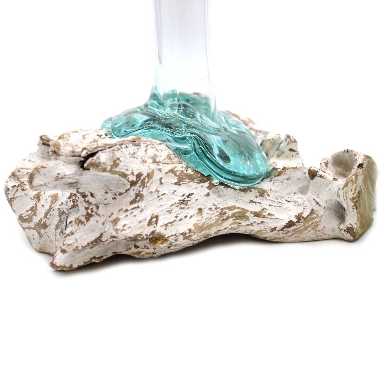 Geschmolzenes Glas auf getünchtem Holz - Vase - Medium
