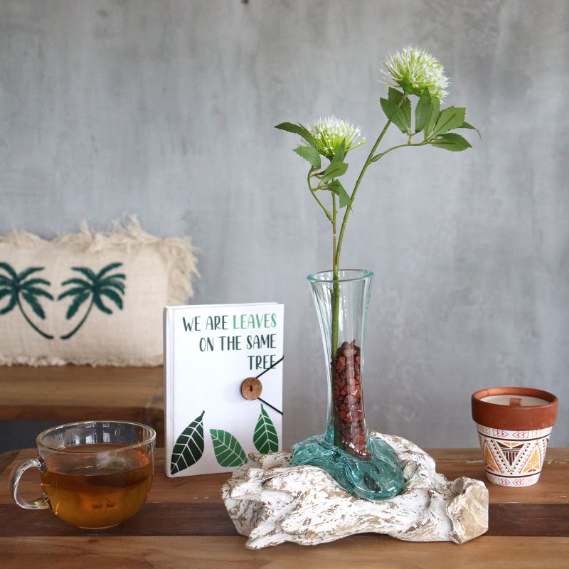 Geschmolzenes Glas auf getünchtem Holz - Vase - Medium
