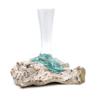 Geschmolzenes Glas auf getünchtem Holz - Vase - Medium