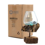 Auf Holz gegossenes Glas mit Ständer - Mittlere Schale