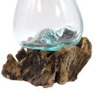 Auf Holz gegossenes Glas mit Ständer - Mittlere Schale