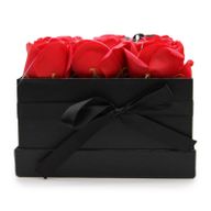 Seifenblumen-Geschenk-Blumenstrauß - 9 Rote Rosen - Quadrat