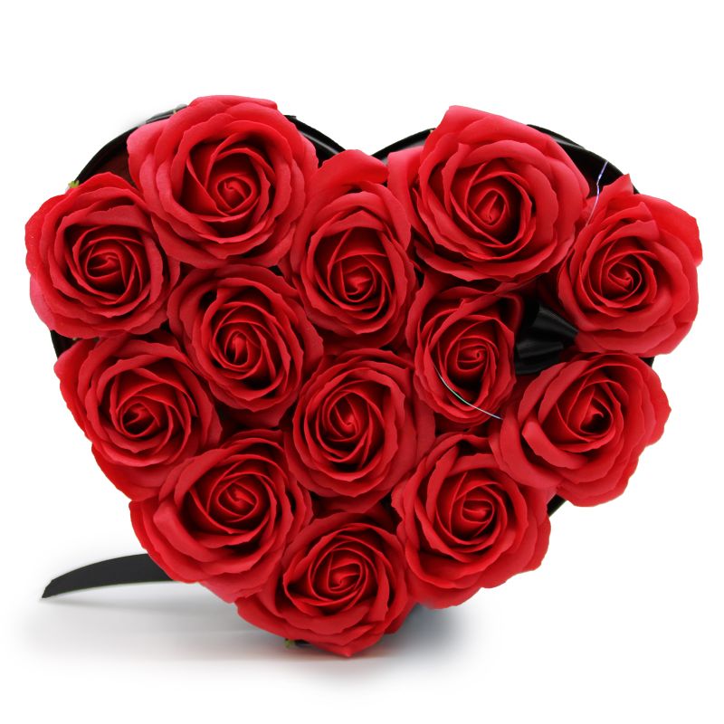 Seifenblumen-Geschenk-Blumenstrauß- 13 Rote Rosen - Herz