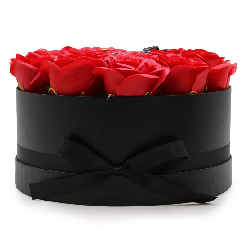 Seifenblumen-Geschenk-Blumenstrauß - 14 Rote Rosen - rund