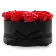 Seifenblumen-Geschenk-Blumenstrauß - 14 Rote Rosen - rund