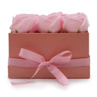 Seifenblumen-Geschenk-Blumenstrauß - 9 Rosa Rosen - Quadrat