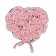 Seifenblumen-Geschenk-Blumenstrauß - 13 Rosa Rosen - Herz