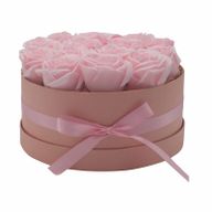 Seifenblumen-Geschenk-Blumenstrauß - 14 Rosa Rosen - rund