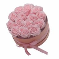 Seifenblumen-Geschenk-Blumenstrauß - 14 Rosa Rosen - rund