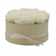 Seifenblumen-Geschenk-Blumenstrauß- 14 Cremefarbene Rosen - Rund