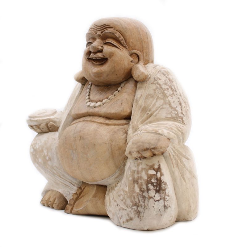 Glücklicher Buddha - Whitewash 30cm