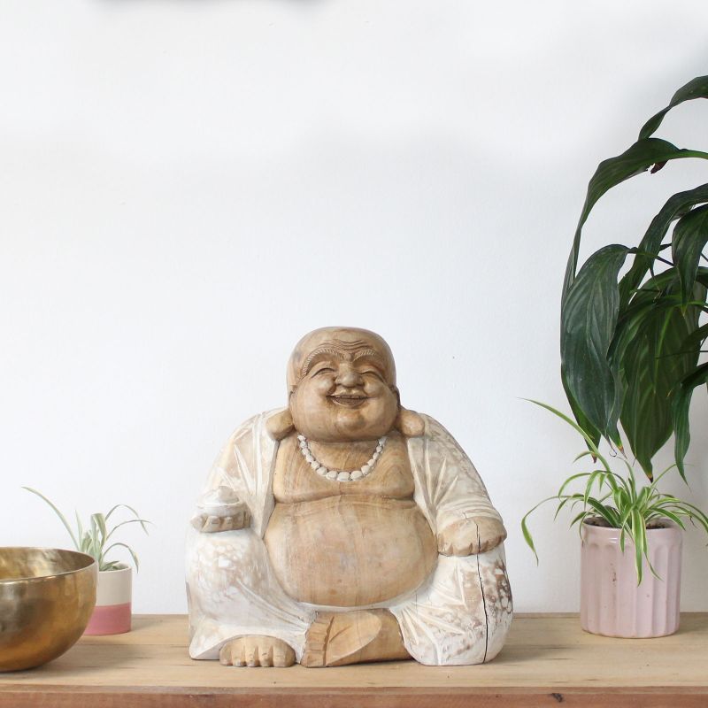 Glücklicher Buddha - Whitewash 30cm