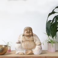 Glücklicher Buddha - Whitewash 30cm