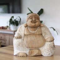 Glücklicher Buddha - Whitewash 30cm