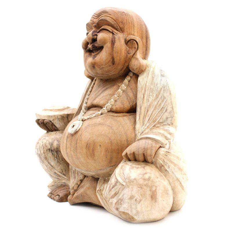 Glücklicher Buddha - Whitewash 40cm