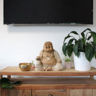 Glücklicher Buddha - Whitewash 40cm