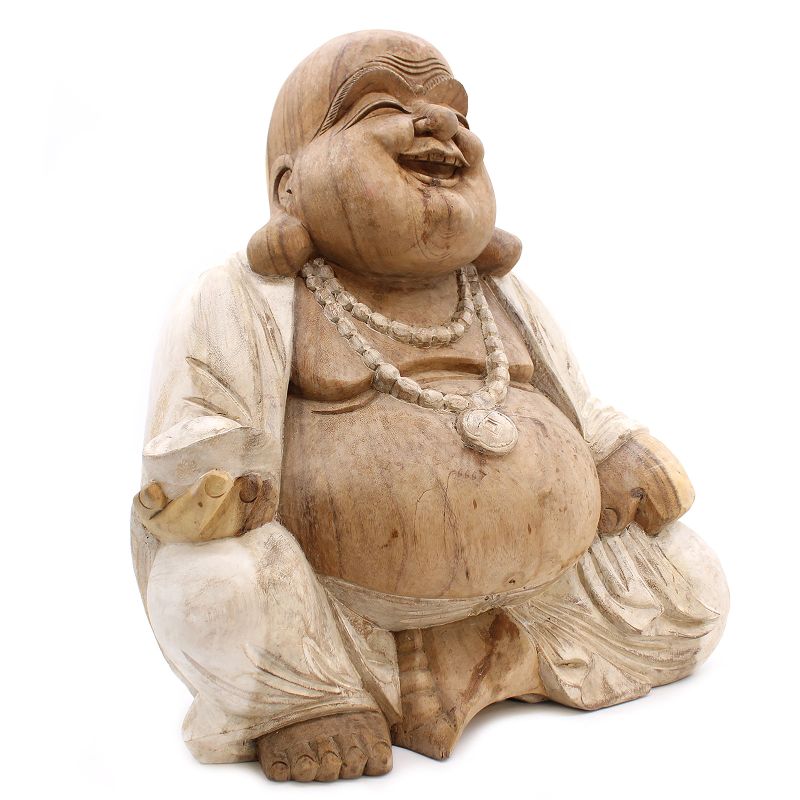 Glücklicher Buddha - Whitewash 50cm