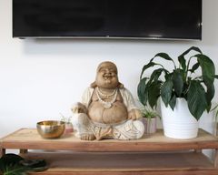 Glücklicher Buddha - Whitewash 50cm