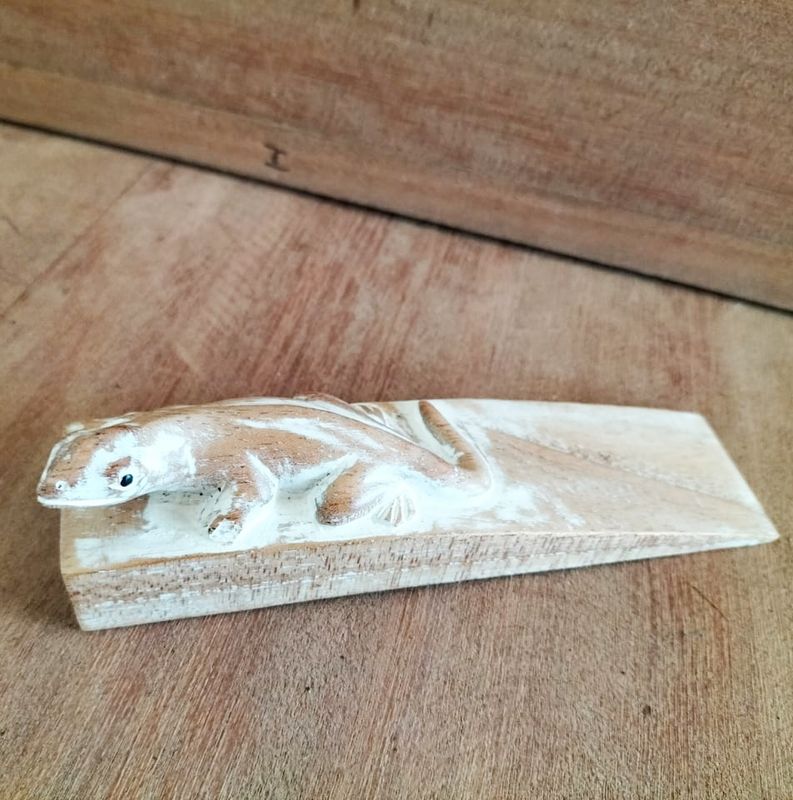 Handgeschnitzter Türstopper - Gecko