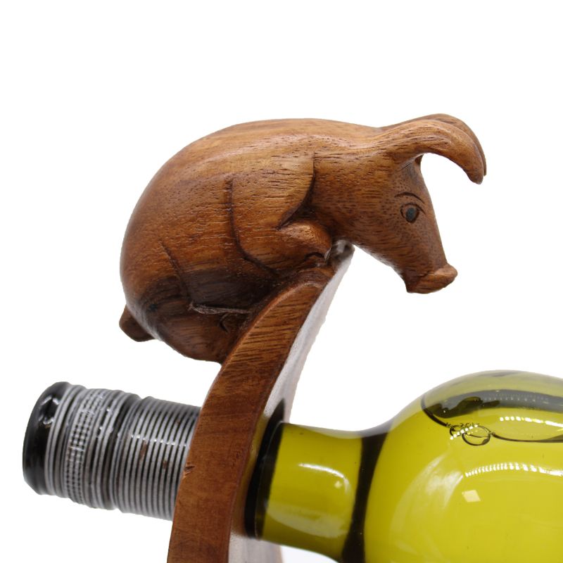 Holz Weinflaschenhalter - Schwein