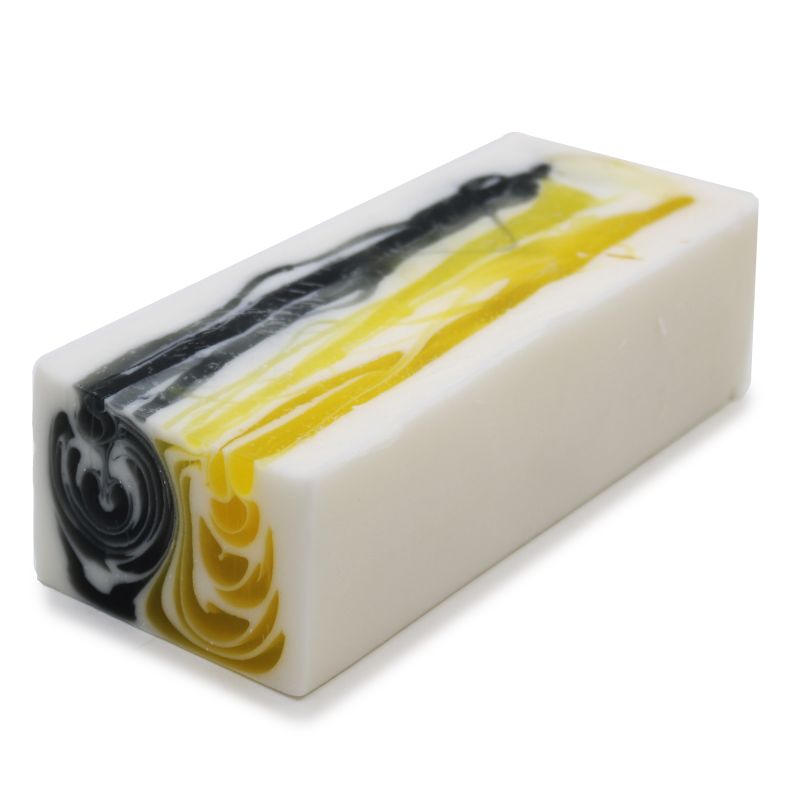 Handgefertigter Seifenlaib 1,2 kg - Tag und Nacht - Gelb und Schwarz