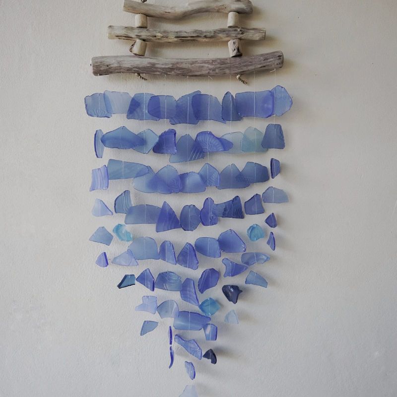 Drei Stäbe Windspiele - Blau