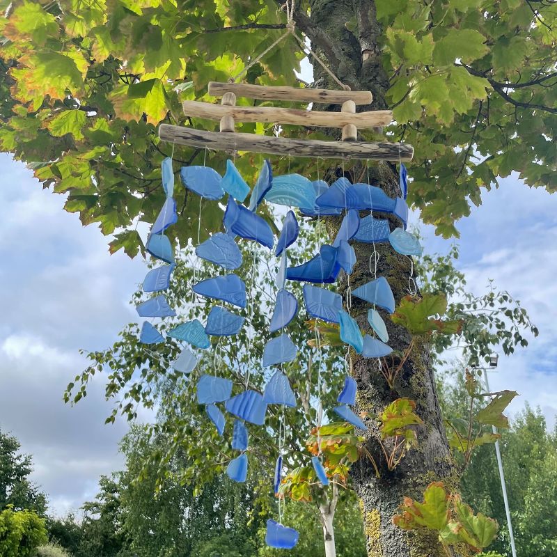 Drei Stäbe Windspiele - Blau