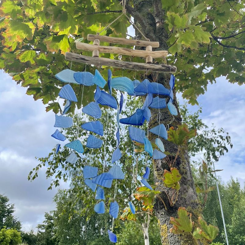 Drei Stäbe Windspiele - Blau