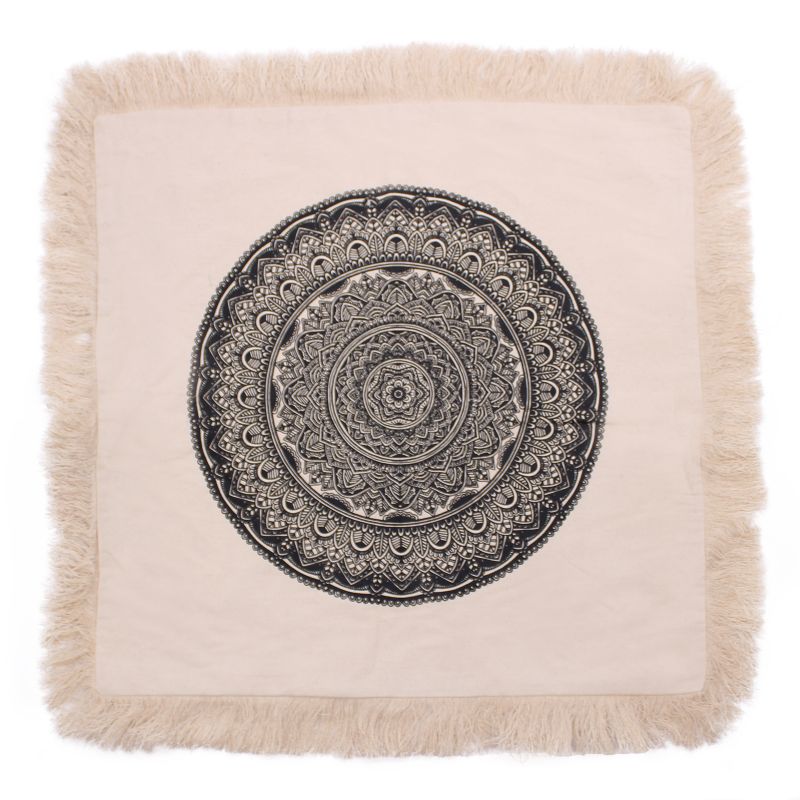 Traditionelles Mandala-Kissen - 60x60cm - Schwarz