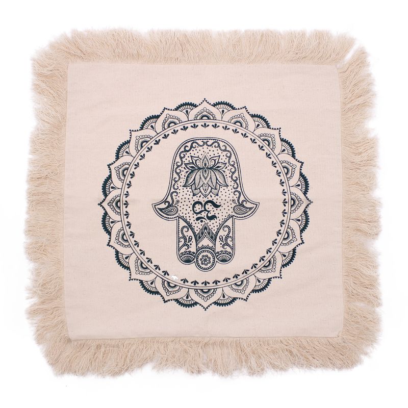 Hamsa-Mandala-Kissen- 45x45cm - Grün