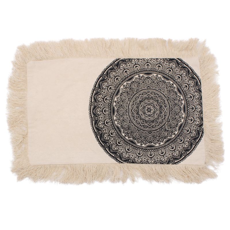 Traditionelles Mandala-Kissen - 30x50cm - Schwarz