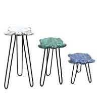 Set mit 3 Pflanzenständern aus Albasia-Holz – Schildkröten