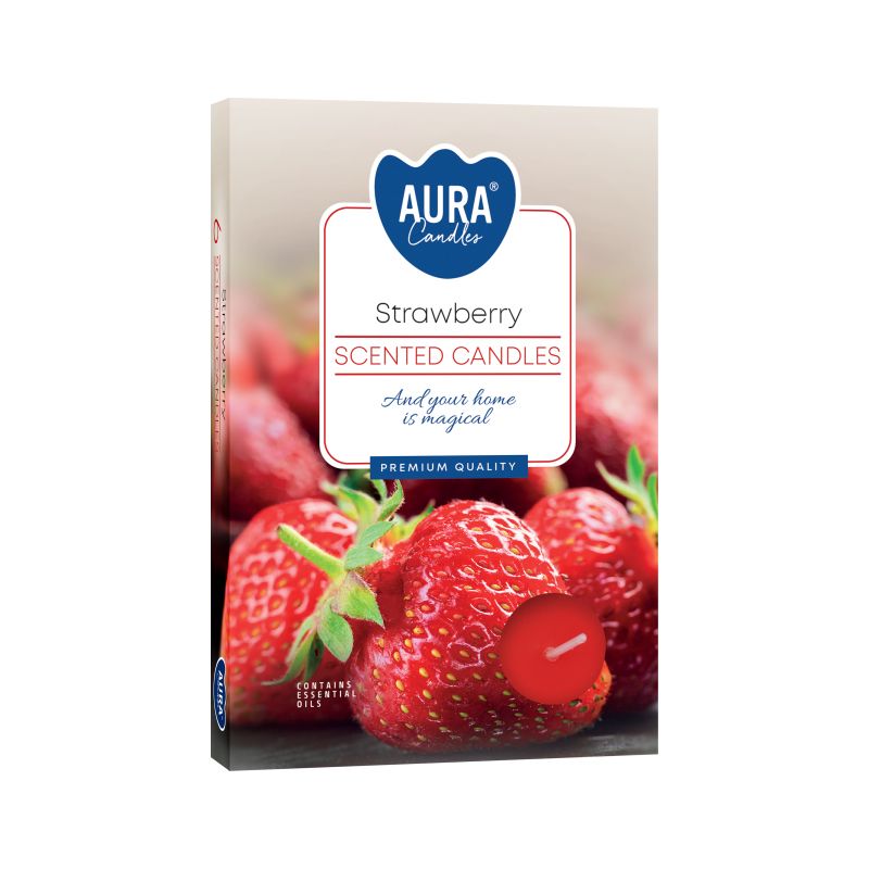 6 Duftteelichter - Strawberry