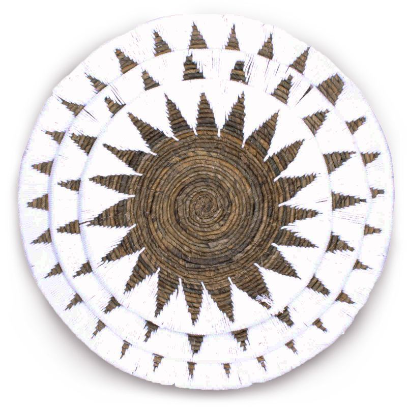 Set aus drei Schalen aus Seegras, Wandkunst – Creme