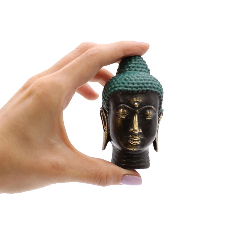 Kleiner antiker Messing-Buddha-Kopf