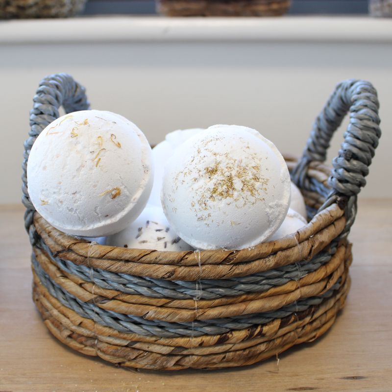 Korb aus Bananenblatt und schwarzer Raffia - 2-teiliges Set
