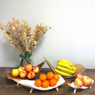 Kokosnussblatt-Obstschalen-Set – Whitewash