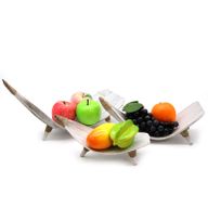Kokosnussblatt-Obstschalen-Set – Whitewash