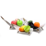 Kokosnussblatt-Obstschalen-Set – Whitewash