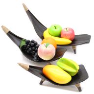 Kokosnussblatt-Obstschalen-Set - Schokolade