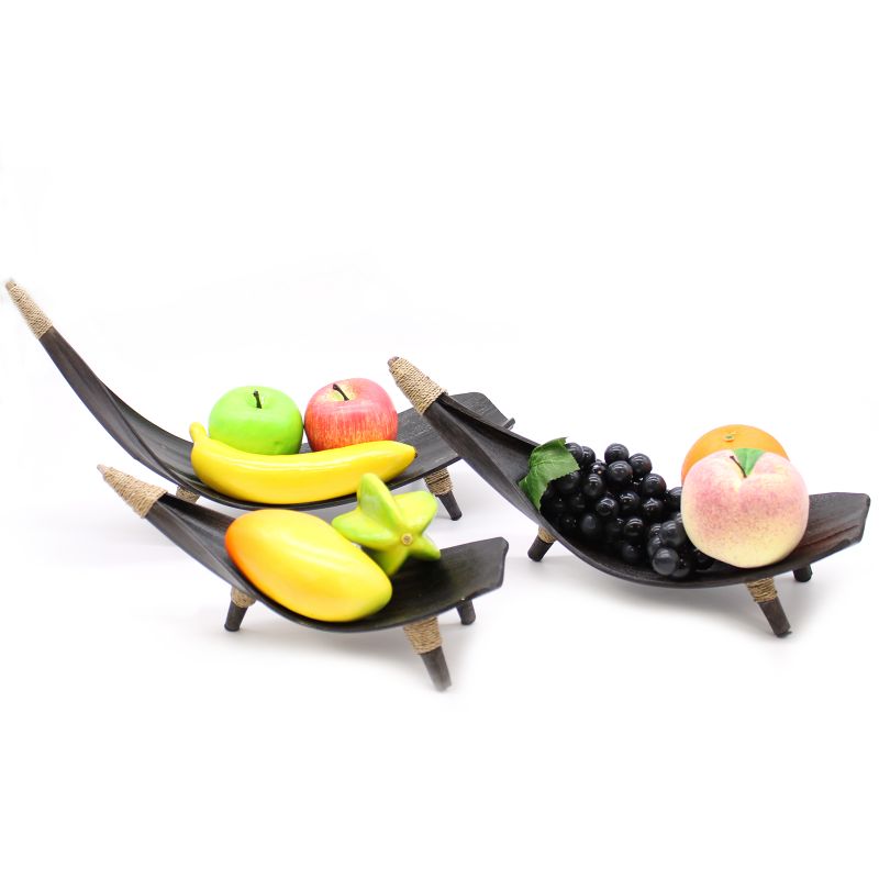 Kokosnussblatt-Obstschalen-Set - Schokolade
