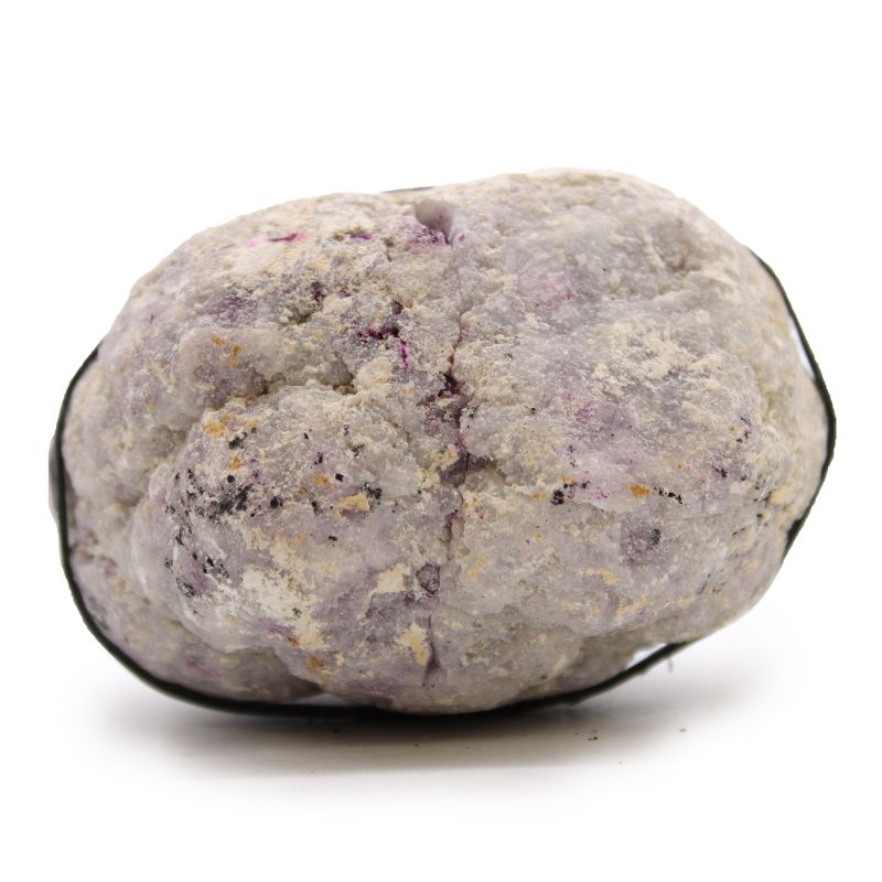 Farbige Calcit-Geoden - Schwarzer Stein - Rosa & Gold