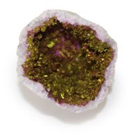 Farbige Calcit-Geoden - Schwarzer Stein - Rosa & Gold