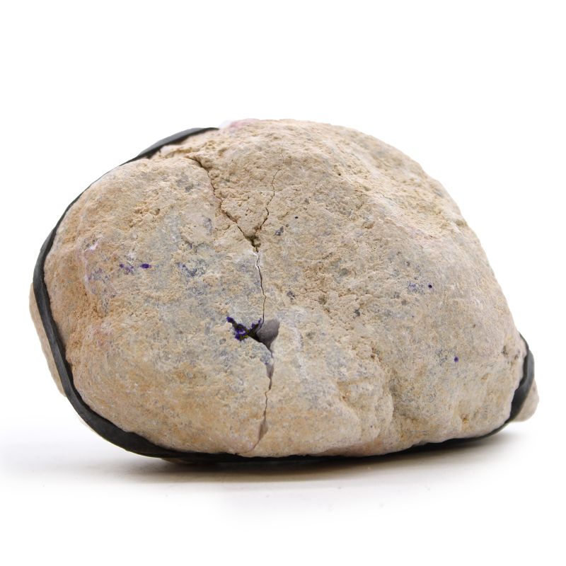 Farbige Calcit-Geoden - Schwarzer Stein - Lila & Gold