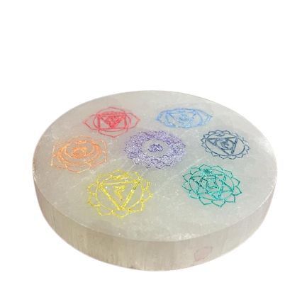 Kleine Selenitplatten 8cm - Chakra Design - colour