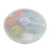 Medium Selenitplatten 10cm - Chakra Design (col)