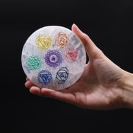 Medium Selenitplatten 10cm - Chakra Design (col)
