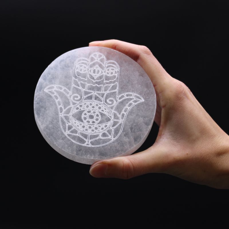 Medium Selenitplatten  10cm - Hamsa